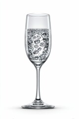 A champagne flute filled with shimmering diamonds, sparkling in the light. A creative take on luxury and extravagance.