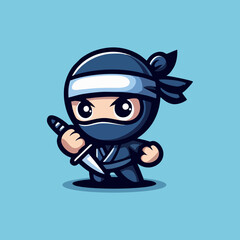 Ninja Mascot Character Design for Esport Logo, Gaming Avatar, Anime Illustration, Assassin Icon, Shuriken Warrior Costume, Samurai Fighter, Combat Emblem, Modern Team Branding, Digital Art Figure