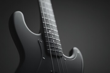 Obraz premium close-up of bass guitar focusing on strings and fretboard