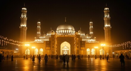 Happy Eid Mubarak Celebration with Traditional Lanterns and Festive Background