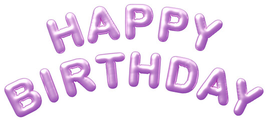 3D画像_風船_HAPPY BIRTHDAY_紫
