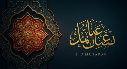 Happy Eid Mubarak Celebration with Traditional Lanterns and Festive Background
