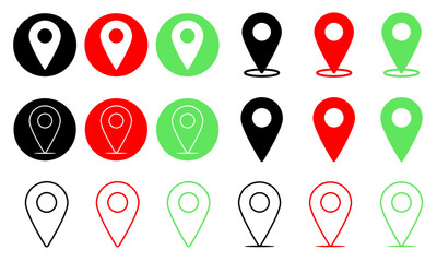 Location colorful vector icons, Multi color location icons set.