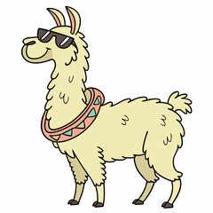 Cool Llama in Sunglasses Fun Cartoon Animal Vector Design