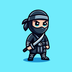 Ninja Mascot Character for Esport Team Logo, Anime Illustration, Shuriken Avatar Assassin, Warrior Fighter Combat Hero, Badge Emblem, Gaming Streaming Symbol, Modern Branding, Japan Martial Art

