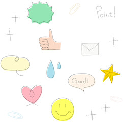 シンプルな手描きのデコレーションセットイラスト
