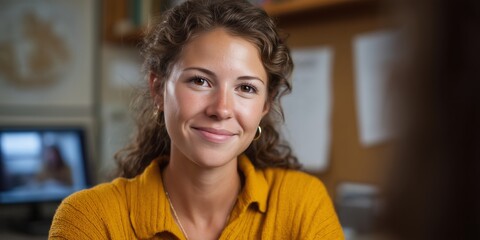Young woman engaged in online career development session for professional growth