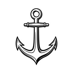 Nautical Symbol of Stability: A strong and detailed illustration of an anchor, a timeless symbol of hope, safety, and steadfastness, perfect for maritime themes and conveying a sense of grounding.