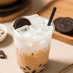 4k high quality Ai generative HD art work photo realistic shop store small business menu sell selling market beverage drink iced blended chocolate mousse whipped cream macchiato frappe biscuit