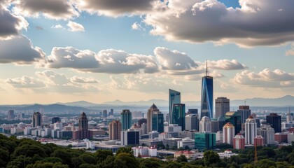 Expansive View of a Thriving Urban Skyline Under a Cloudy Sky in Mexico City