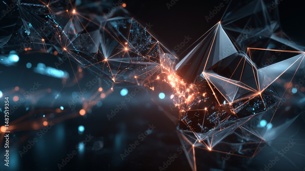 Poster global network connection and data. big data visualization. futuristic technology connection. low po