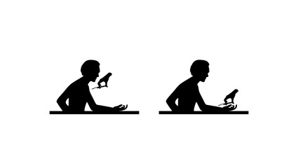 injection in hand, black isolated silhouette