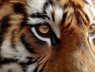 the photograph focuses on the face of a large cat, specifically its eyes and surrounding fur