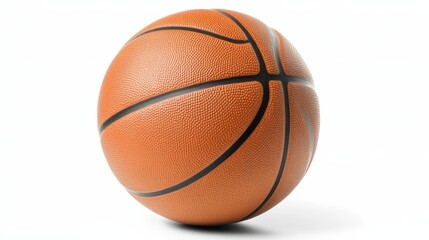 Professional studio shot showcases the texture and details of an orange basketball on a plain white background