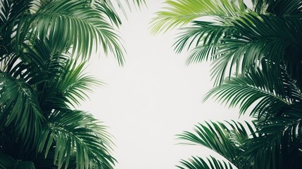 Tropical foliage frame with lush palm fronds providing a natural border
