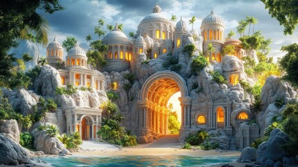 Obraz premium Fantasy island city