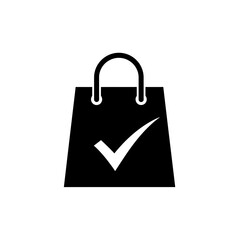 Checkout Shopping Bag: A minimalist and symbolic shopping bag design, a checkmark indicating a completed transaction, evoking the efficiency of online shopping and commerce. 