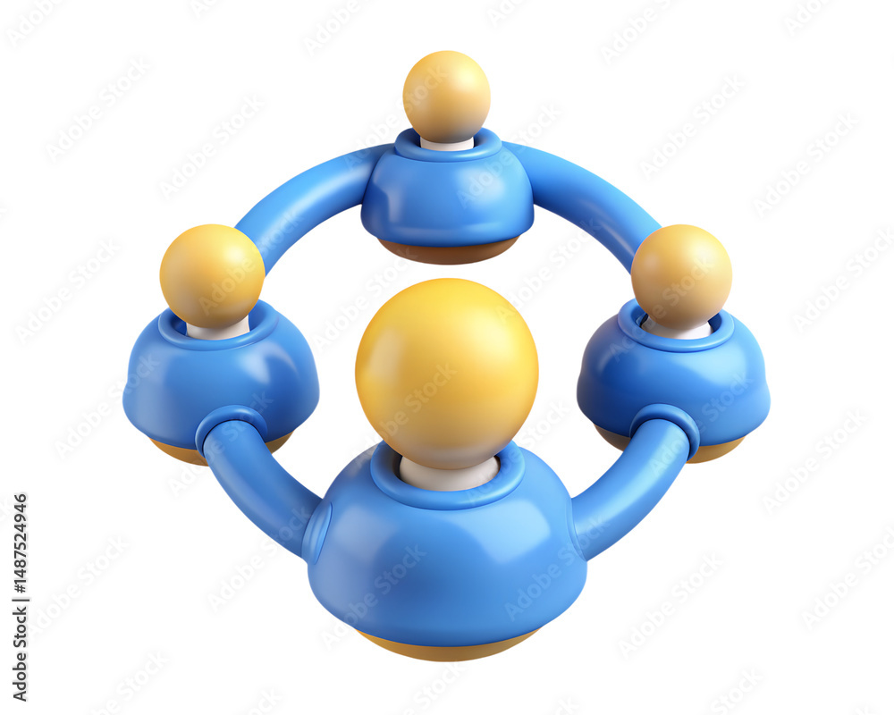 Poster high quality 3d rendering icon on transparent background representing teamwork connection unity and 