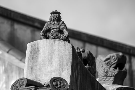 Roof decorations on Changdeokgung palace of the Joseon dynasty in Seoul, South Korea