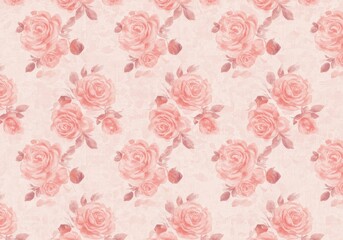 Delicate Pink Rose Floral Pattern Seamless Watercolor Texture for Design Projects
