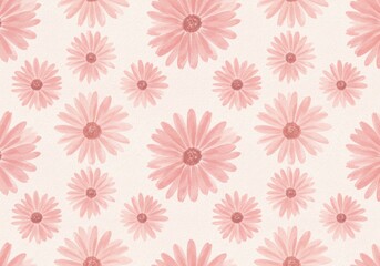 Pastel Pink Daisy Flower Seamless Pattern Watercolor Illustration
