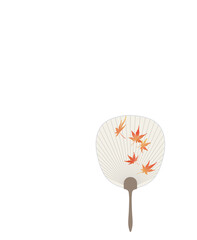 Traditional Japanese fan (uchiwa) with autumn maple leaves紅葉が描かれた日本のうちわ