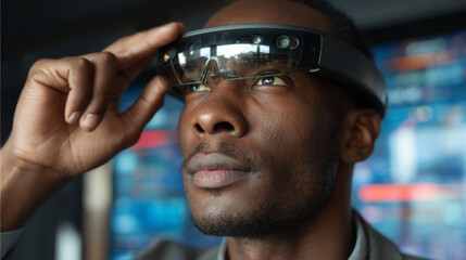 Exploring technology: man engaging in virtual reality experience