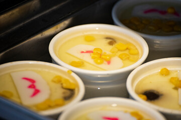  several exquisite bowls of Japanese steamed egg
