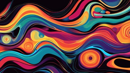 Fototapeta premium Vibrant waves of color flow in a harmonious abstract design concept