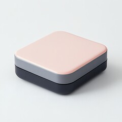 Pink and gray square container with lid on a light gray surface