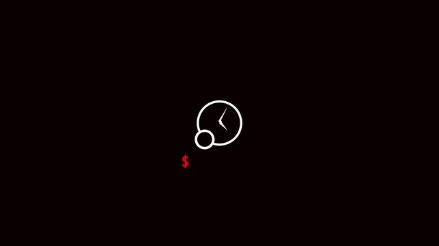 Time management icon. productive time icon. clock with dollar icon.4k video colck doller icon productive time icon