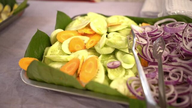 Onion cucumber salad served in Indian wedding