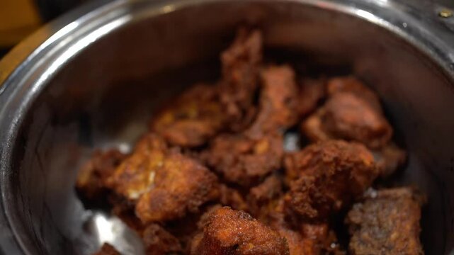 Tawa fish fry prepared in Bihari style in Indian wedding