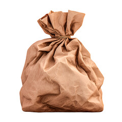Obraz premium Crumpled Brown Paper Bag Tied with Twine on Black Background