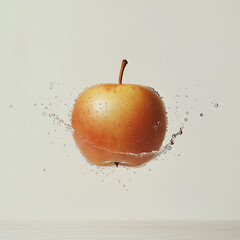 Floating red apple  on white background