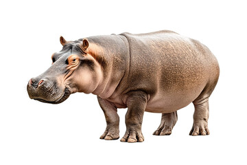 Obraz premium Hippopotamus side view on white isolated background