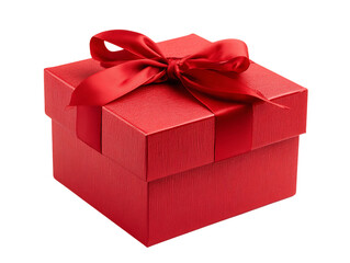Obraz premium Red Gift Box with Satin Ribbon, PNG