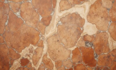 Close-up view of textured brown and beige marble surface with natural patterns.