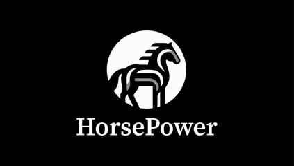 HORSE POWER ICON LOGO VECTOR, logo, vector, icon, animal, tech logo, circle logo, geometry logo 