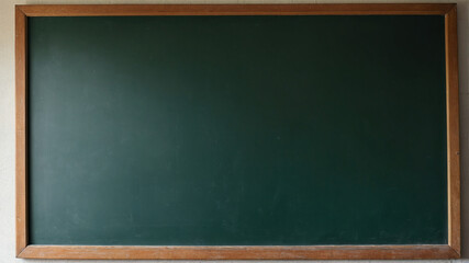 Empty Wooden-Framed Green Chalkboard in a Classroom or Learning Environment