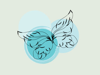 Abstract Butterfly Design with Teal Watercolor Circles