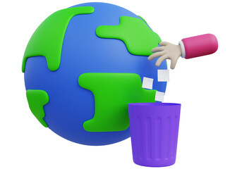 Concept of helping to maintain cleanliness to preserve the beautiful environment. 3D illustration.
