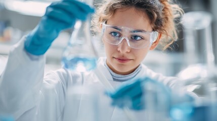 Scientist analyzing chemical reaction in laboratory for research innovation