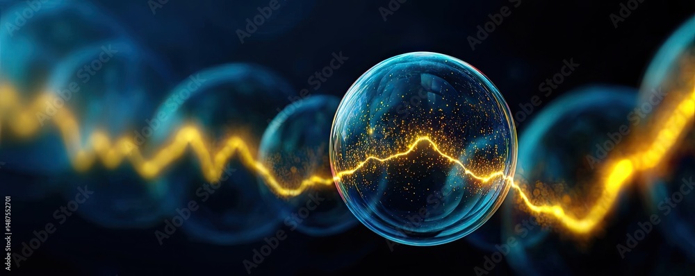 Aufkleber buy gold bullish signal chart with psychology and trend concept. abstract image of bubbles with glow