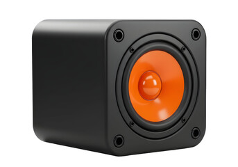 Obraz premium Compact Cube Speaker with Transparent Background High Fidelity Audio System Modern Design Studio Recording Music Technology