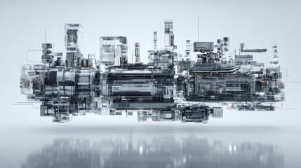 Obraz premium Futuristic transparent machinery with intricate details and sleek design.