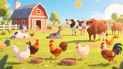 Fototapeta premium farm animals farm