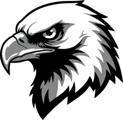Outlined Eagle Head Facing Forward with Balanced Symmetry