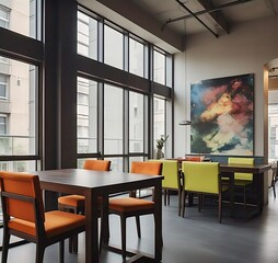 urban modern interior with compact dining setup 