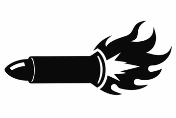 flaming bullet  silhouette vector